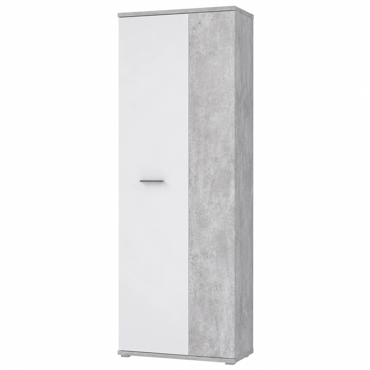 FORTE NET106 Garderobenschrank 70 cm, Schuh- und Abstellschrank, 2-türig, Weiß Betonoptik, 69x179x35 cm