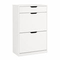 SoBuy Schmaler Schuhschrank mit Schublade, Praktischer Schuhkipper für Kleine Räume, Einfache Montage, Weiß, 60x30x90 cm - FSR180-W