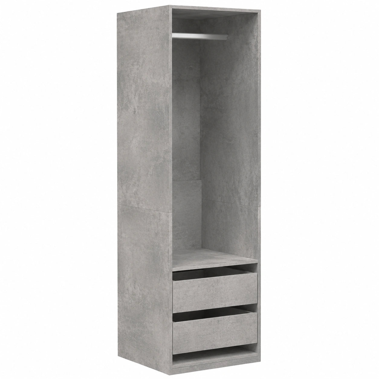 Gecheer Stoffkleiderschrank mit Schubladen und Hängestange, Holzoptik, 50x50x200 cm