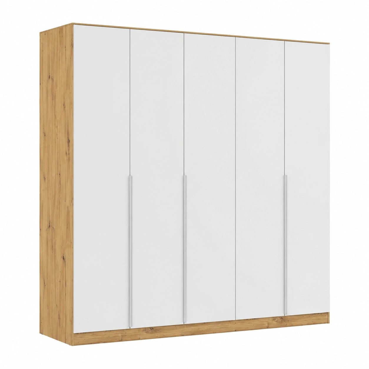 Rauch Möbel Alabama, 5-türiger Kleiderschrank mit Zubehör, Weiß/Eiche Artisan, 226 cm
