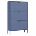 Metall Schuhschrank in Marineblau mit 3 Klappen im Industriellen Design