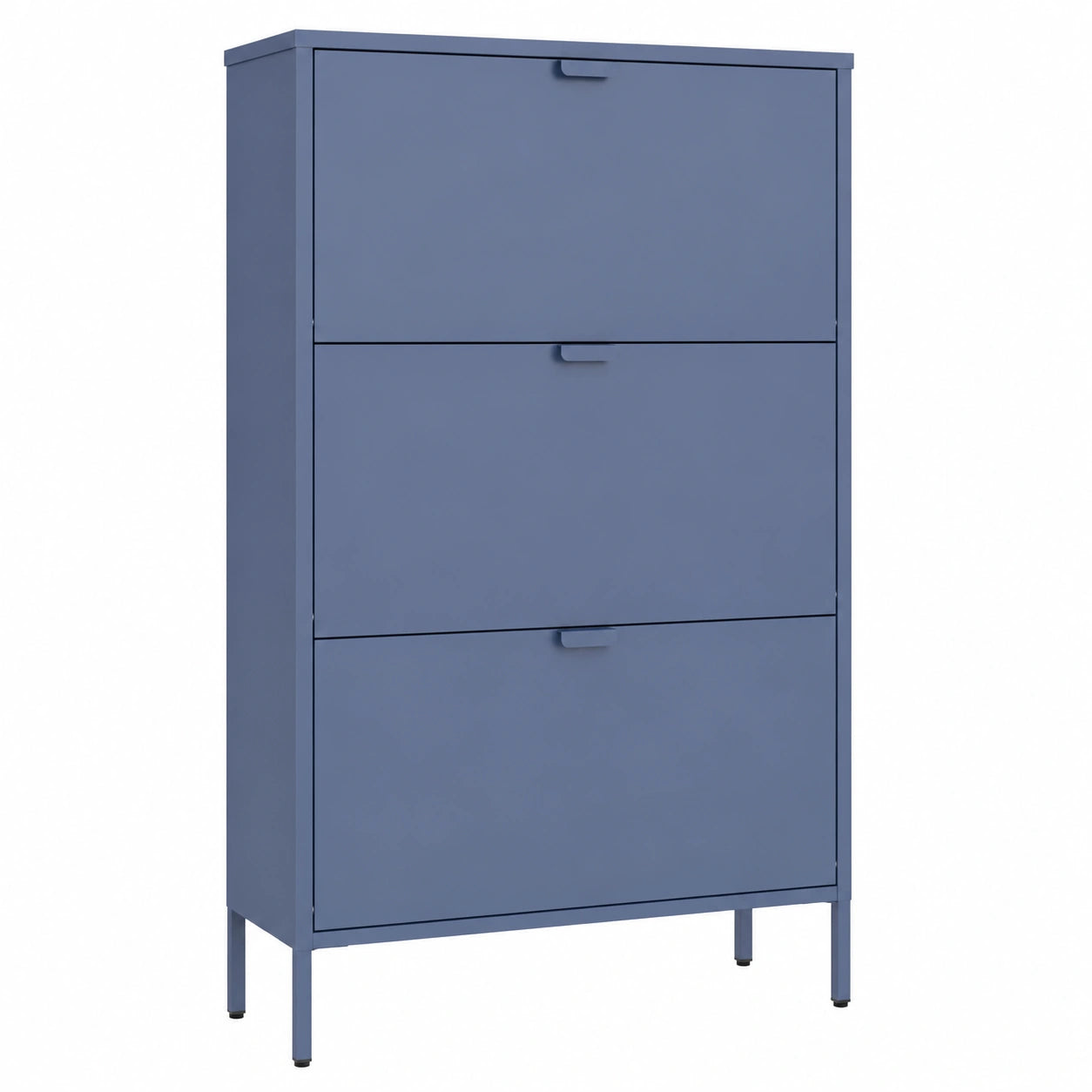 Metall Schuhschrank in Marineblau mit 3 Klappen im Industriellen Design
