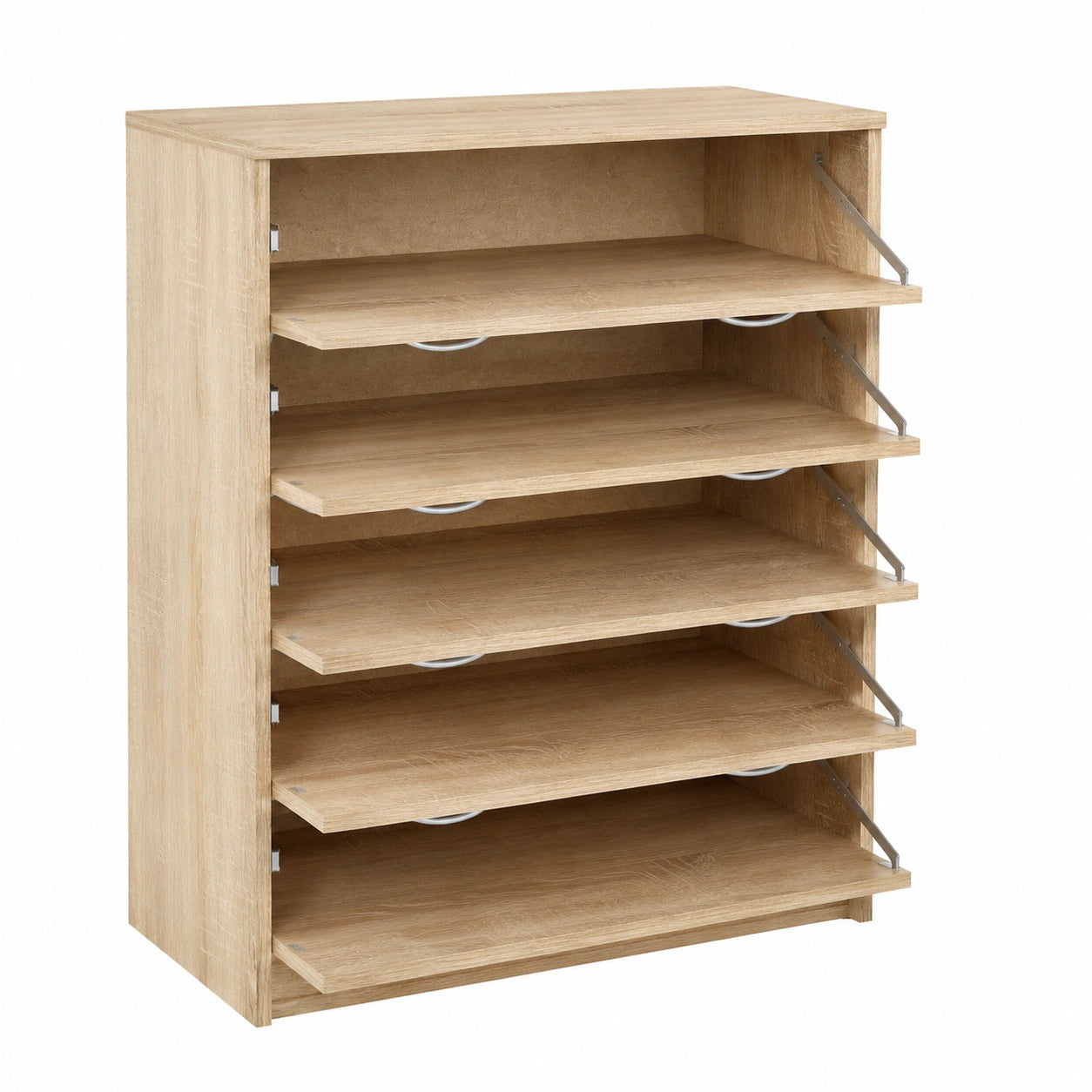 Moderner Schuhschrank mit 5 Klappfächern aus Sonoma Eiche, 74x85x35 cm