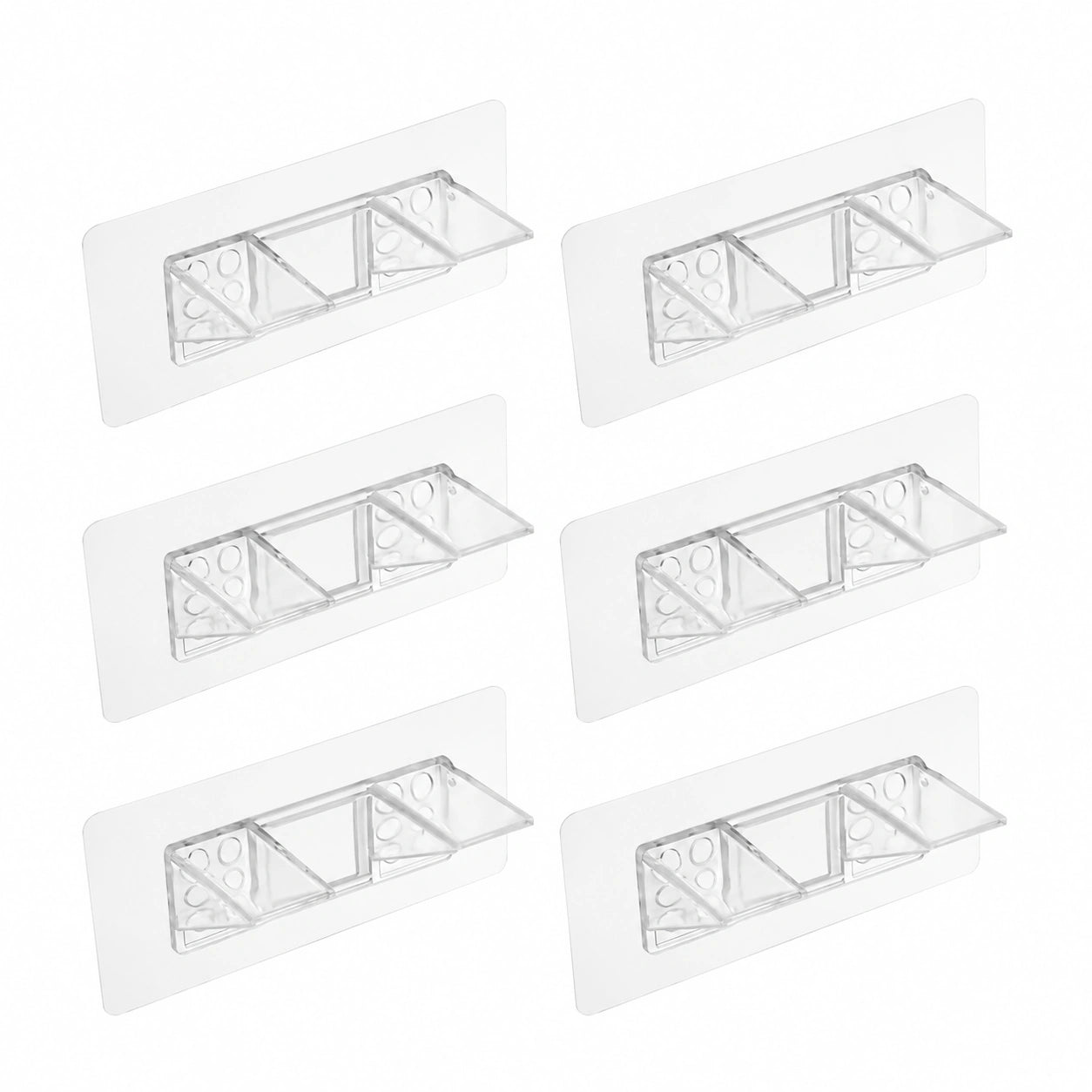 QUARKZMAN 6 Stück transparente Regalhalterungen mit 50 mm Klebefläche für Schränke und Regale