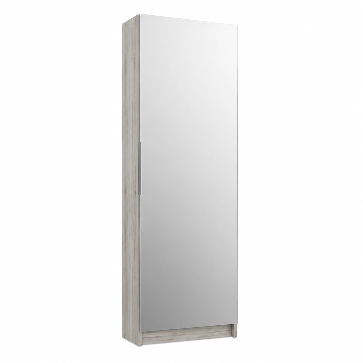FORTE Calma Schuhschrank mit Spiegeltür, Holzdekor, Sandeiche, 180x50x20 cm