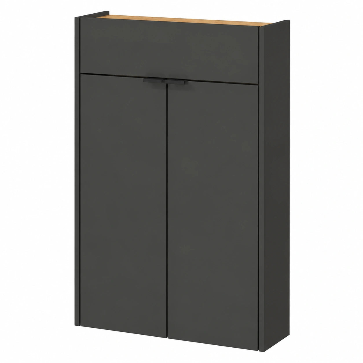 Germania Schuhschrank in Graphit und Eiche, platzsparend für schmale Flure, 56x97x22 cm