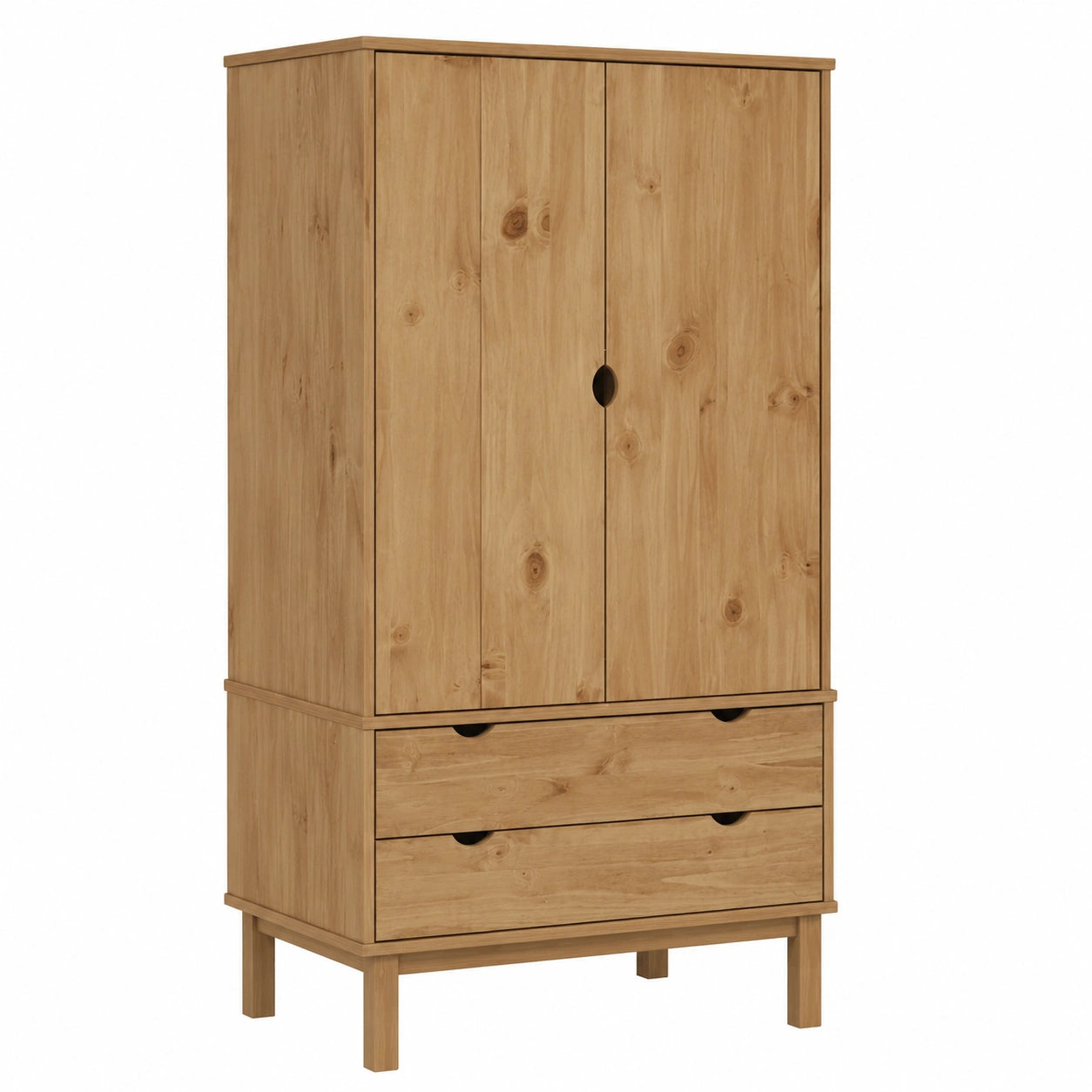 Moderner Kleiderschrank aus Kiefernholz mit Schubladen - Skandinavisches Design