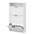Schmaler Schuhschrank mit 3 Klappen, verstellbare Einlegeböden, Platz für 6-9 Paar Schuhe, ideal für Flur, Wohnzimmer und Balkon, Weiß