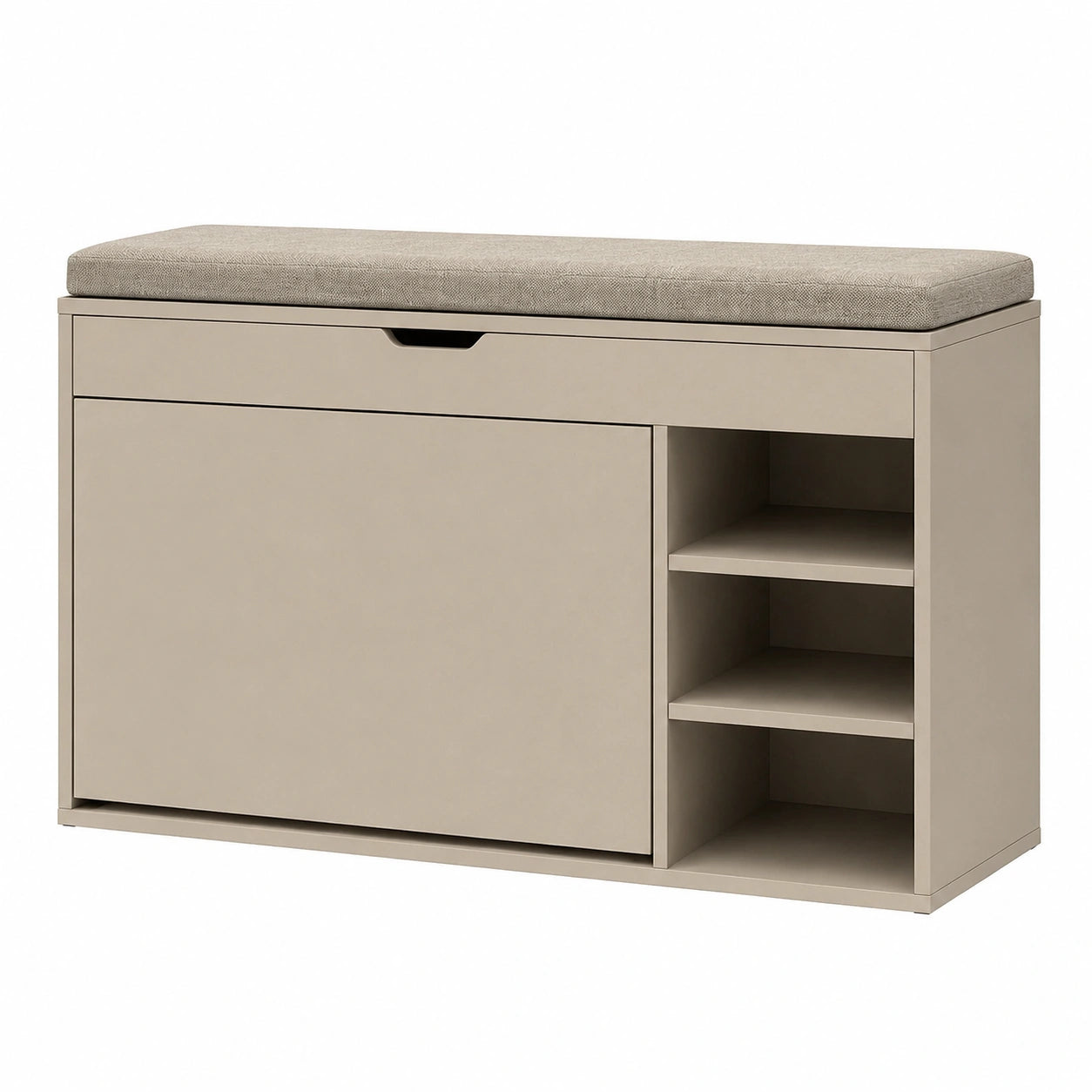 Moderner Schuhschrank mit Sitzbank und ausziehbaren Fächern, 100 x 34 x 50 cm, hellgrau