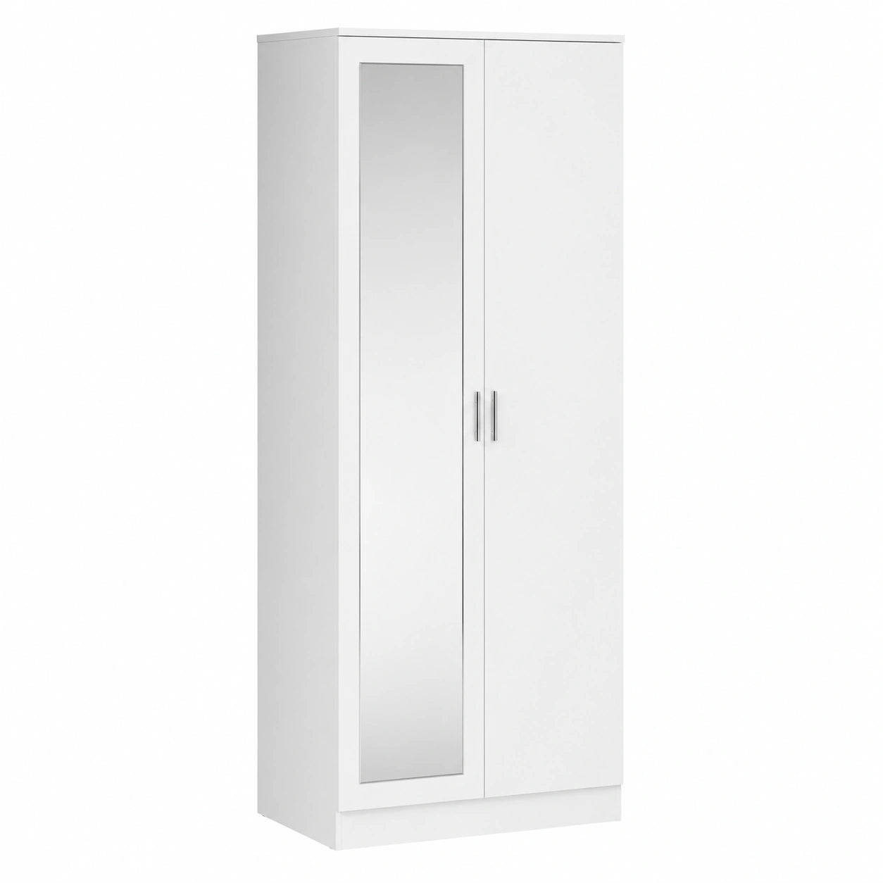 Moderner Kleiderschrank mit Spiegel und Schubladen, Weiß, 180 x 76 x 47cm