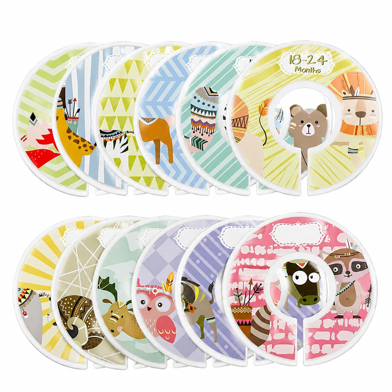 Dokeno Baby Kleiderschrank Teiler-Set, 12 Stück, Größenscheiben für Babymode