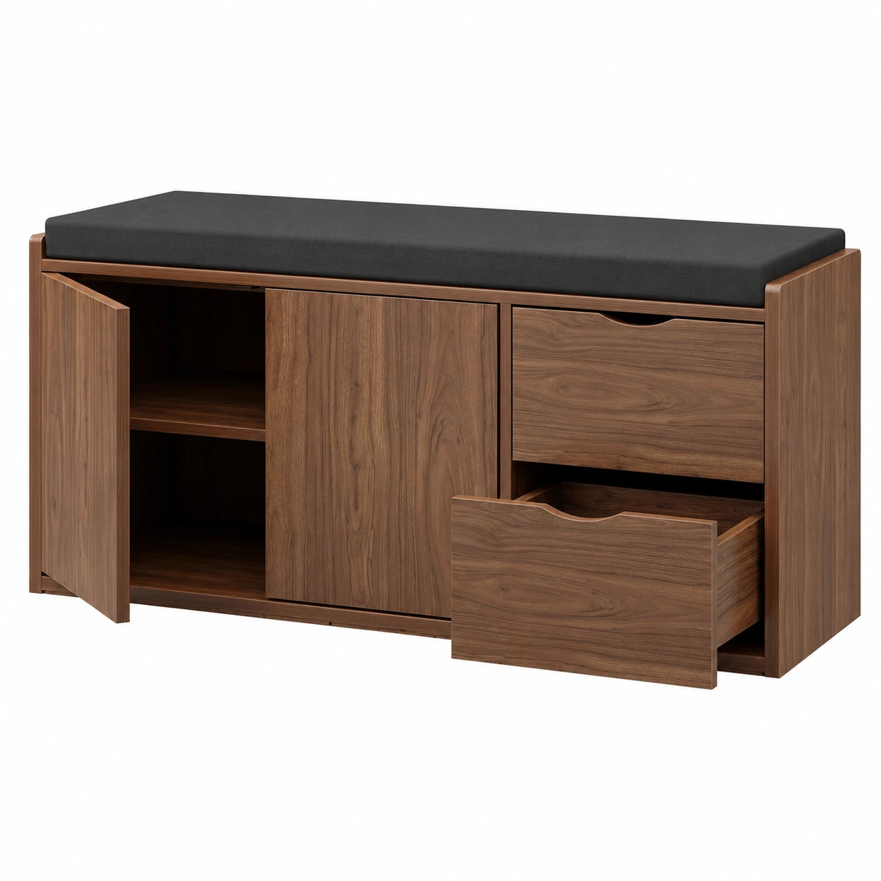 Industrieller Schuhschrank mit Schubladen, Walnuss Eiche, 101 cm, für Flur und Schlafzimmer