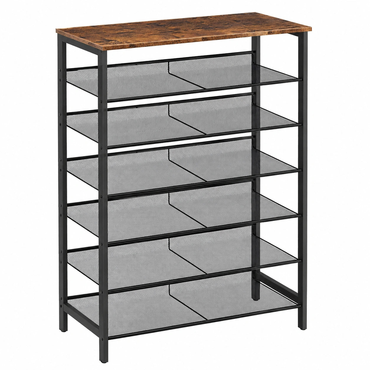 HOOBRO Schuhregal mit 8 Ebenen, großer enger Schuhschrank, platzsparende Schuhaufbewahrung, 100 x 30 x 137 cm, Metall, für 32-40 Paar Schuhe, ideal für Eingang und Flur, dunkelbraun-schwarz