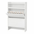Asgolion Schuhschrank mit 2 Klappen und verstellbaren Fächern, für 15-20 Paar Schuhe, ideal für Flur, 80 x 22 x 112 cm, Weiß