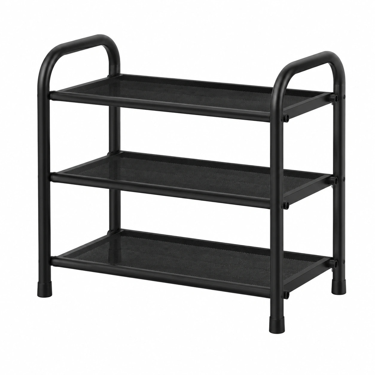 Verstellbares Schuhregal aus Metall, 3 Ebenen, platzsparend, erweiterbar 45,2 bis 83,2 cm, schwarz für Flur und Diele