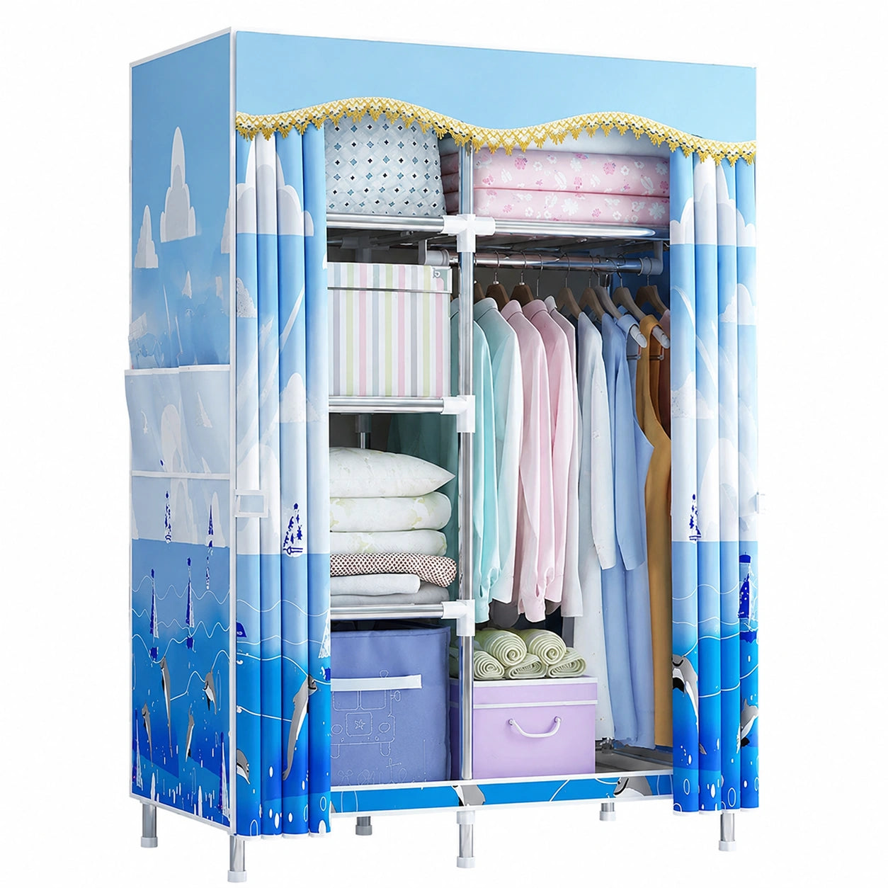Faltbarer Stoffschrank mit drei Größen, ideal für Schlafzimmer
