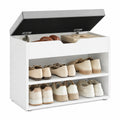 VASAGLE Schuhregal mit Sitzpolster, 3-stufig, 30x60x44 cm, für Flur & Schlafzimmer, Wolkenweiß