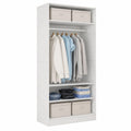 Moderner Kleiderschrank aus Holzwerkstoff, Weiß, mit Hängestange und 3 Ablagen, 100x50x200 cm