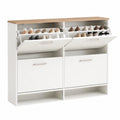 Moderner Schuhschrank mit 4 Klappfächern, platzsparendes Design für Flur und Wohnzimmer, 106,5 x 24 x 90 cm, Weiß