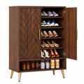 LITTLE TREE Schuhschrank aus Holz, 2-türig mit 6 verstellbaren Ebenen, platzsparend für Wohnzimmer, Flur, Schlafzimmer, Braun
