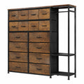 Vintage Kleiderschrank mit 16 Schubladen und Kleiderstange, Stabiler Metallrahmen, 2 Ablagen, Für Schlafzimmer, Ankleidezimmer & Wohnzimmer, 142x30x132cm