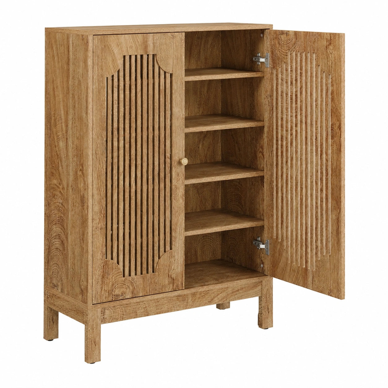 Tribesigns Holz-Schuhregal mit verstellbaren Böden und Lamellentüren, Platz für 20 Paar Schuhe, ideal für Flur und Wohnzimmer