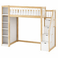 Kinder Hochbett 90x200 cm mit Regal, Kleiderschrank und sicherer Leiter