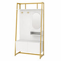 Merax Kompakte Garderobe mit Spiegel und Regalen, 78 x 38,5 x 180,5 cm, großer Stauraum, ideal für Flur, Weiß