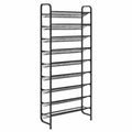 Metall Schuhregal mit 9 Ebenen, platzsparend, mit 12 Haken, ideal für Flur und Garderobe, extra breit in Schwarz