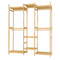 unho Großer Bambus-Kleiderständer mit Kleiderstangen, Freistehende Garderobe 177x41,5x196 cm