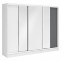 Moderner VENA Schwebetürenschrank mit Spiegel & Schubladen, 3-türig, 200 cm, Weiß/Graphit